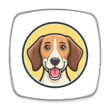 Anglais Foxhound Chien Race Dessin animé Kawaii Clipart - Magnet carré - blanc - Devant