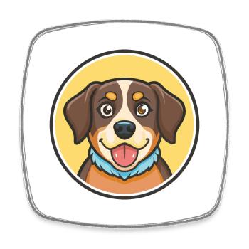 Entlebucher bouvier chien de famille dessin animé Kawaii animal de compagnie - Magnet carré - blanc - Devant