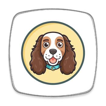 English Water Spaniel Dog Breed Cartoon Kawaii Pet - Square fridge magnet - white - Front