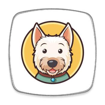 English White Terrier Dog Breed Cartoon Kawaii Pet - Square fridge magnet - white - Front