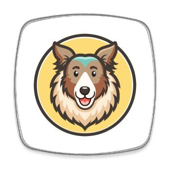 Chien de berger féroïen Chien Race Dessin animé Kawaii Clipart - Magnet carré - blanc - Devant
