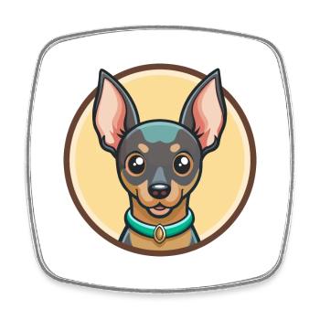 English Toy Terrier Dog Breed Funny Cartoon Kawaii - Square fridge magnet - white - Front