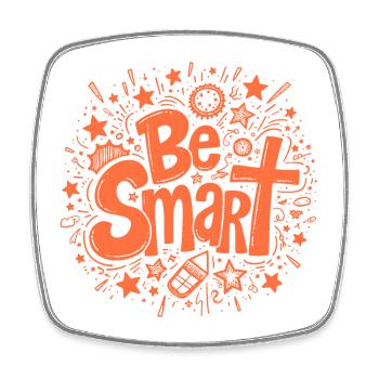 Be Smart: Motivational Doodle Art - Square fridge magnet - white - Front
