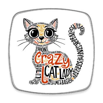 Crazy Cat Lady, Typography, Art of Text - Square fridge magnet - white - Front