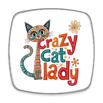 Crazy Cat Lady: Fun and Quirky Design - Square fridge magnet - white - Front