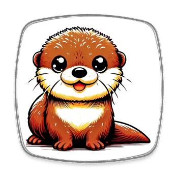 Otter - Square fridge magnet - white - Front