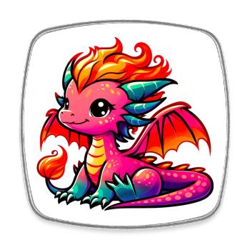 Dragon - Square fridge magnet - white - Front