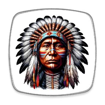 Amerikanischer Indianer Amerikaner - Viereckiger Kühlschrankmagnet - Weiß - Vorne