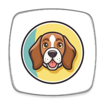 Français Tricolore Chien Race Dessin Animé Kawaii Pet - Magnet carré - blanc - Devant