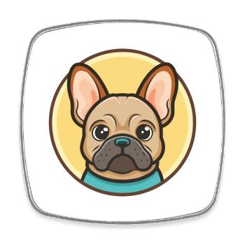 Bouledogue Français Chien Race Dessin animé Kawaii Clipart - Magnet carré - blanc - Devant