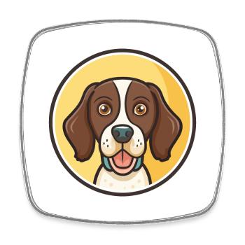 Frisian Pointing Dog Breed Cartoon Kawaii Clipart - Square fridge magnet - white - Front