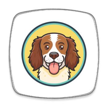 French Brittany Dog Breed Cartoon Kawaii Clipart - Square fridge magnet - white - Front
