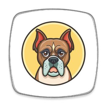 Deutscher Boxer Hund Rasse Cartoon Kawaii Clipart Haustier - Viereckiger Kühlschrankmagnet - Weiß - Vorne