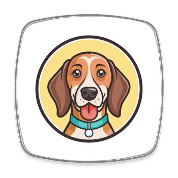 Chien de chasse allemand race dessin animé Kawaii Clipart animal de compagnie - Magnet carré - blanc - Devant
