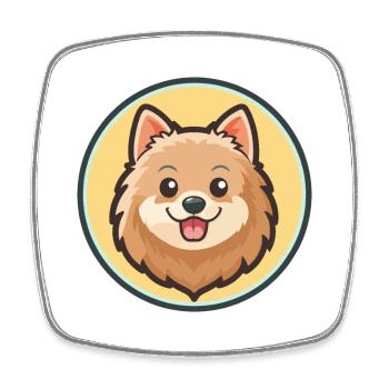 German Spitz Dog Breed Cartoon Kawaii Clipart Pet - Square fridge magnet - white - Front