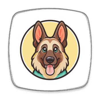German Shepherd Dog Breed Cartoon Kawaii Clipart - Square fridge magnet - white - Front