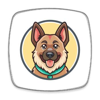 Berger géorgien chien race dessin animé Kawaii Clipart - Magnet carré - blanc - Devant