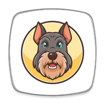 Giant Schnauzer Dog Breed Cartoon Kawaii Clipart - Square fridge magnet - white - Front