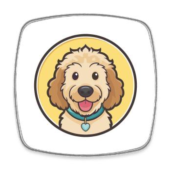 Goldendoodle Do Hunderasse Cartoon Kawaii Clipart - Viereckiger Kühlschrankmagnet - Weiß - Vorne