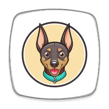 German Pinscher Dog Breed Cartoon Kawaii Clipart - Square fridge magnet - white - Front