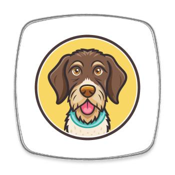 German Wirehaired Pointer Dog Breed Cartoon Kawaii - Square fridge magnet - white - Front