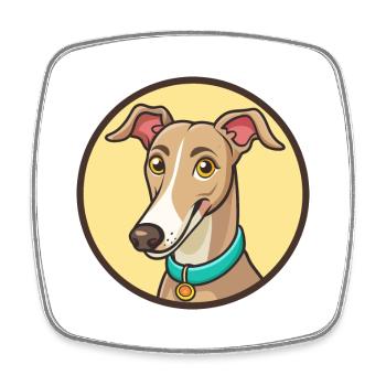 Galgo Español Chien Race Dessin animé Kawaii Clipart Animal de compagnie - Magnet carré - blanc - Devant