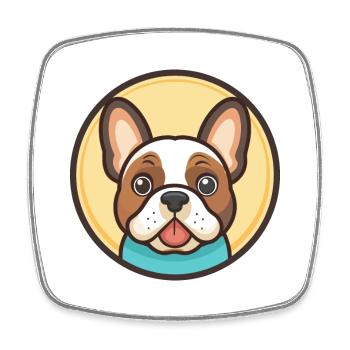 Grand Anglo Francais Blanc Et Noir Dog Cartoon Pet - Square fridge magnet - white - Front