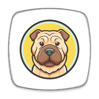 Miniatur Shar Pei Hunderasse Karikatur Kawaii - Viereckiger Kühlschrankmagnet - Weiß - Vorne