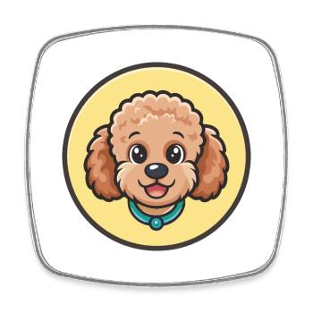 caniche miniature chien race dessin animé Kawaii Clipart - Magnet carré - blanc - Devant