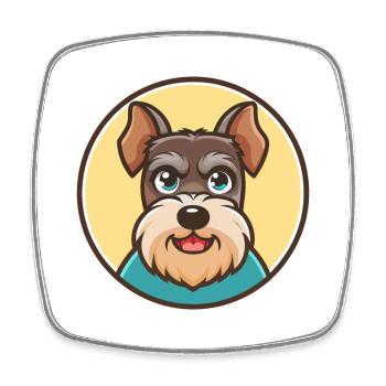 Mittelschnauzer Hunderasse Cartoon Kawaii Clipart - Viereckiger Kühlschrankmagnet - Weiß - Vorne