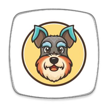 Miniatur Schnauzer Hund Rasse Lustige Karikatur Kawaii - Viereckiger Kühlschrankmagnet - Weiß - Vorne