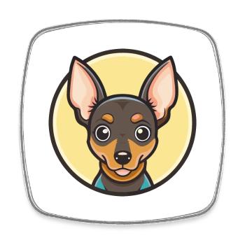 Miniature Pinscher Chien Race Dessin Animé Kawaii - Magnet carré - blanc - Devant
