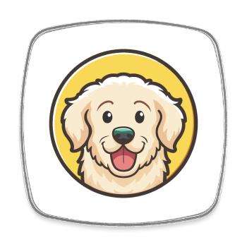 Kuvasz Hund Rasse Cartoon Kawaii Clipart Tier Haustier - Viereckiger Kühlschrankmagnet - Weiß - Vorne