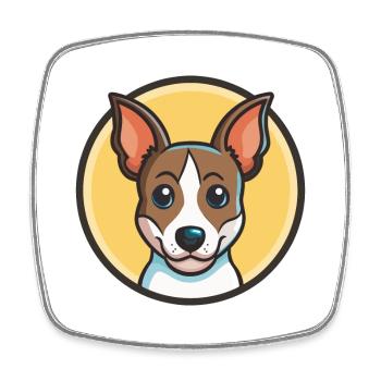 Miniatur Foxterrier Hund Rasse Cartoon Kawaii Haustier - Viereckiger Kühlschrankmagnet - Weiß - Vorne