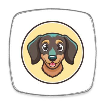 Miniature Dachshund Dog Breed Funny Cartoon Kawaii - Square fridge magnet - white - Front