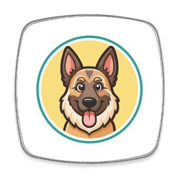 Greek Shepherd Dog Breed Cartoon Kawaii Clipart - Square fridge magnet - white - Front