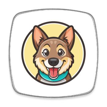 Mischling Hund Rasse Cartoon Figur Kawaii Clipart - Viereckiger Kühlschrankmagnet - Weiß - Vorne