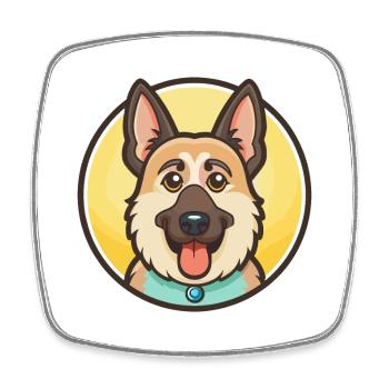 Chien de berger de Majorque Race Dessin animé Kawaii Clipart - Magnet carré - blanc - Devant