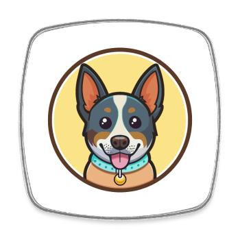 Halls Heeler Dog Breed Cartoon Kawaii Clipart Pet - Square fridge magnet - white - Front