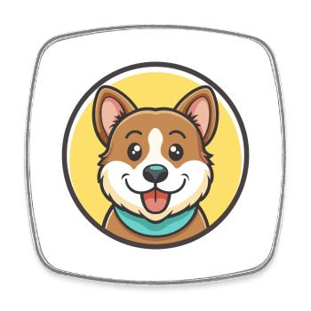 Lai Dog Breed Cartoon Kawaii Clipart Illustration - Square fridge magnet - white - Front