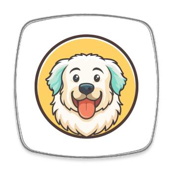 Maremma Sheepdog Dog Breed Cartoon Kawaii Clipart - Square fridge magnet - white - Front