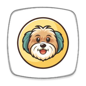 Race de chien havanais Dessin animé coloré Kawaii Clipart - Magnet carré - blanc - Devant