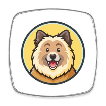 Chien de berger de l’Himalaya Chien Race Dessin animé Kawaii - Magnet carré - blanc - Devant