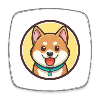Hokkaido Dog Breed Colorful Cartoon Kawaii Clipart - Square fridge magnet - white - Front
