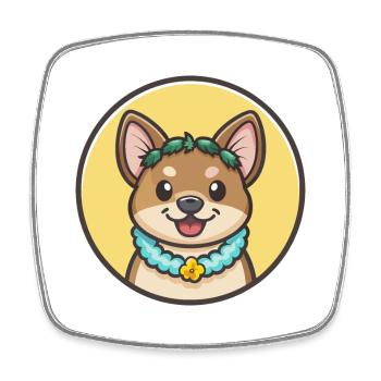 Hawaïen Poi Chien Race Dessin animé Kawaii Clipart Animal de compagnie - Magnet carré - blanc - Devant