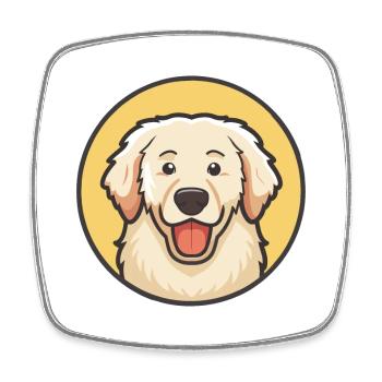 Ungarische Kuvasz Hunderasse Cartoon Kawaii Clipart - Viereckiger Kühlschrankmagnet - Weiß - Vorne