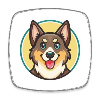 Chien de berger de Laponie race dessin animé Kawaii - Magnet carré - blanc - Devant