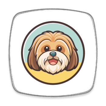Lhasa Apso Hund Rasse Cartoon Kawaii Clipart Tier - Viereckiger Kühlschrankmagnet - Weiß - Vorne