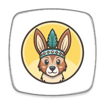 Hare Indian Dog Breed Funny Cartoon Kawaii Clipart - Square fridge magnet - white - Front