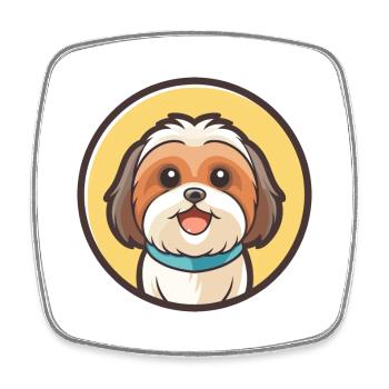 Maltesische Shih Tzu Hunderasse Cartoon Kawaii Clipart - Viereckiger Kühlschrankmagnet - Weiß - Vorne